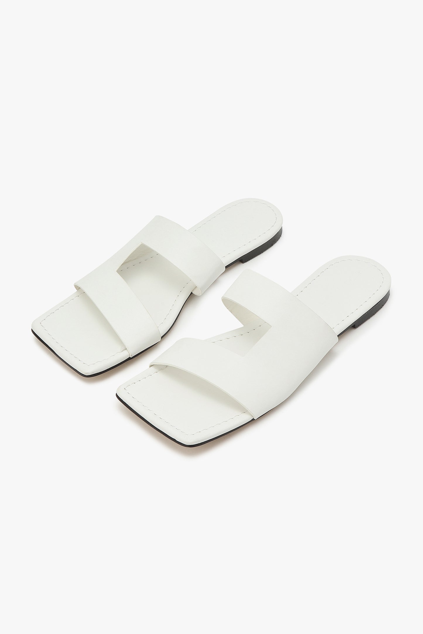 Cut Out Slide Sandals, White