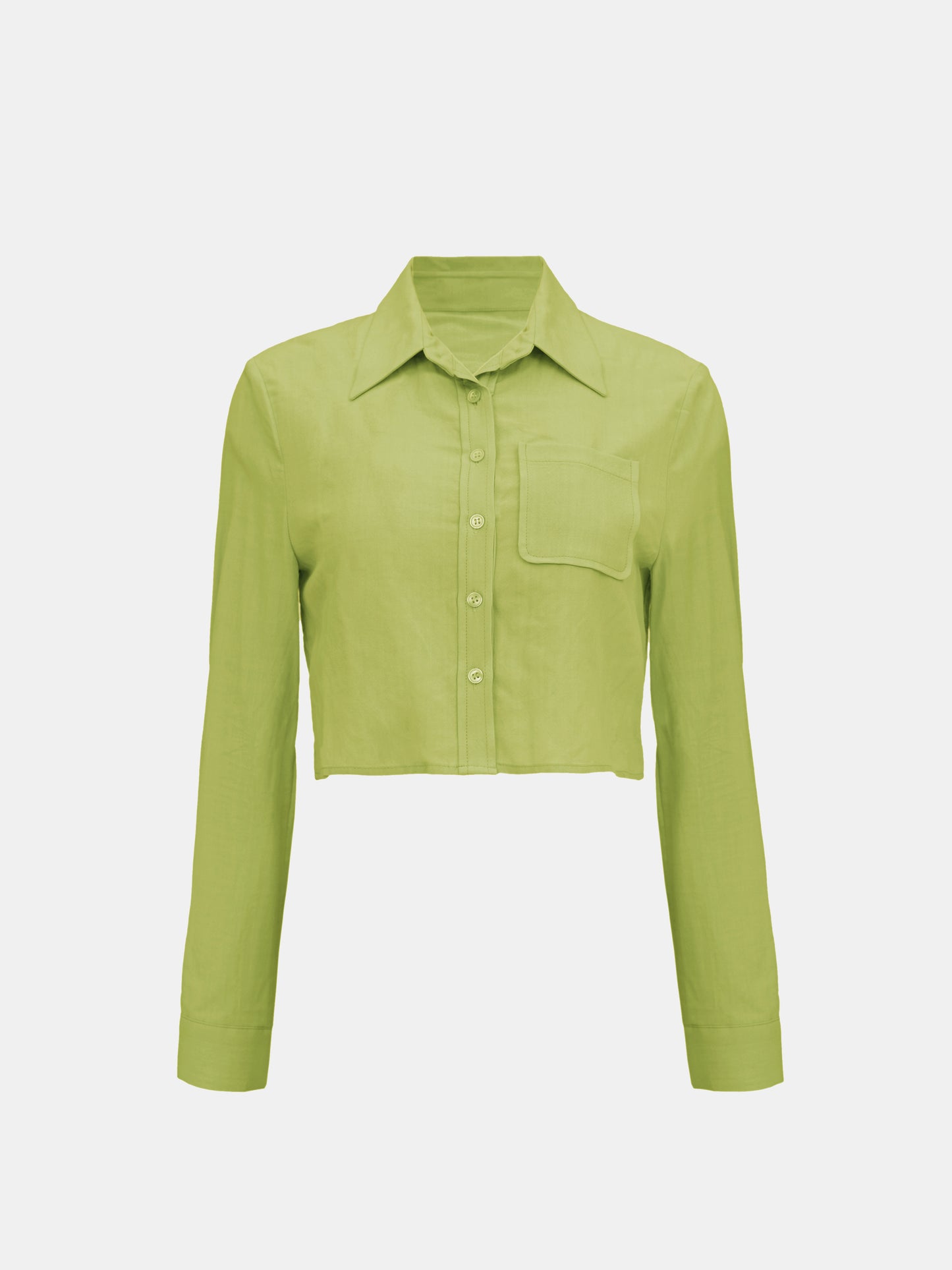 Cropped Suit Shirt, Avocado