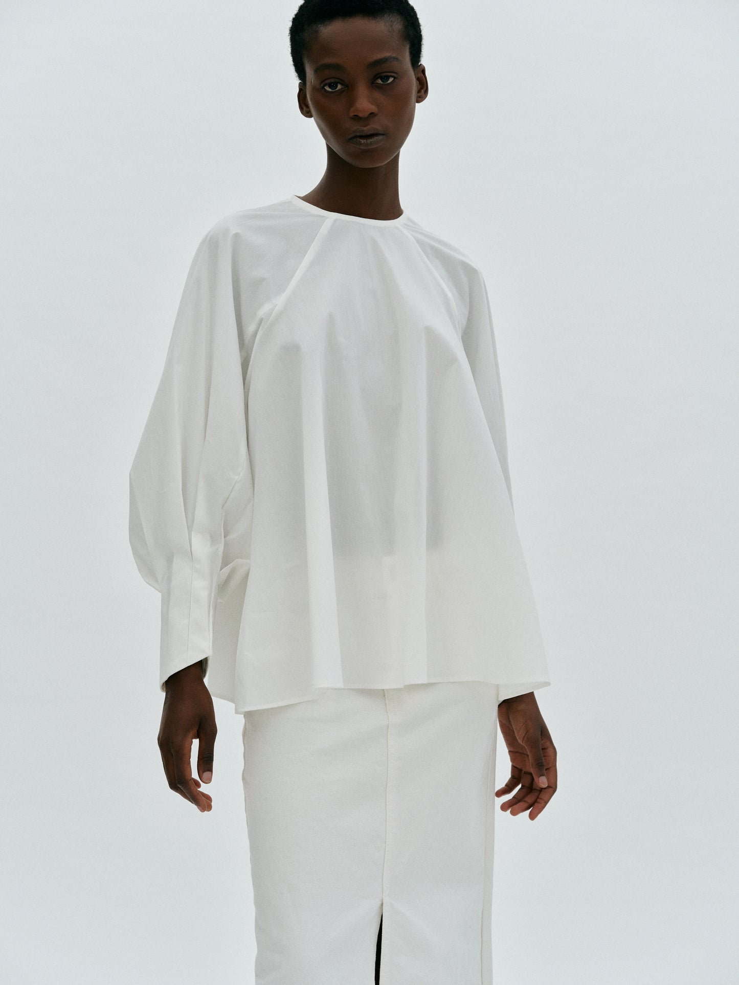 Balloon Sleeve Punch Blouse, White – SourceUnknown