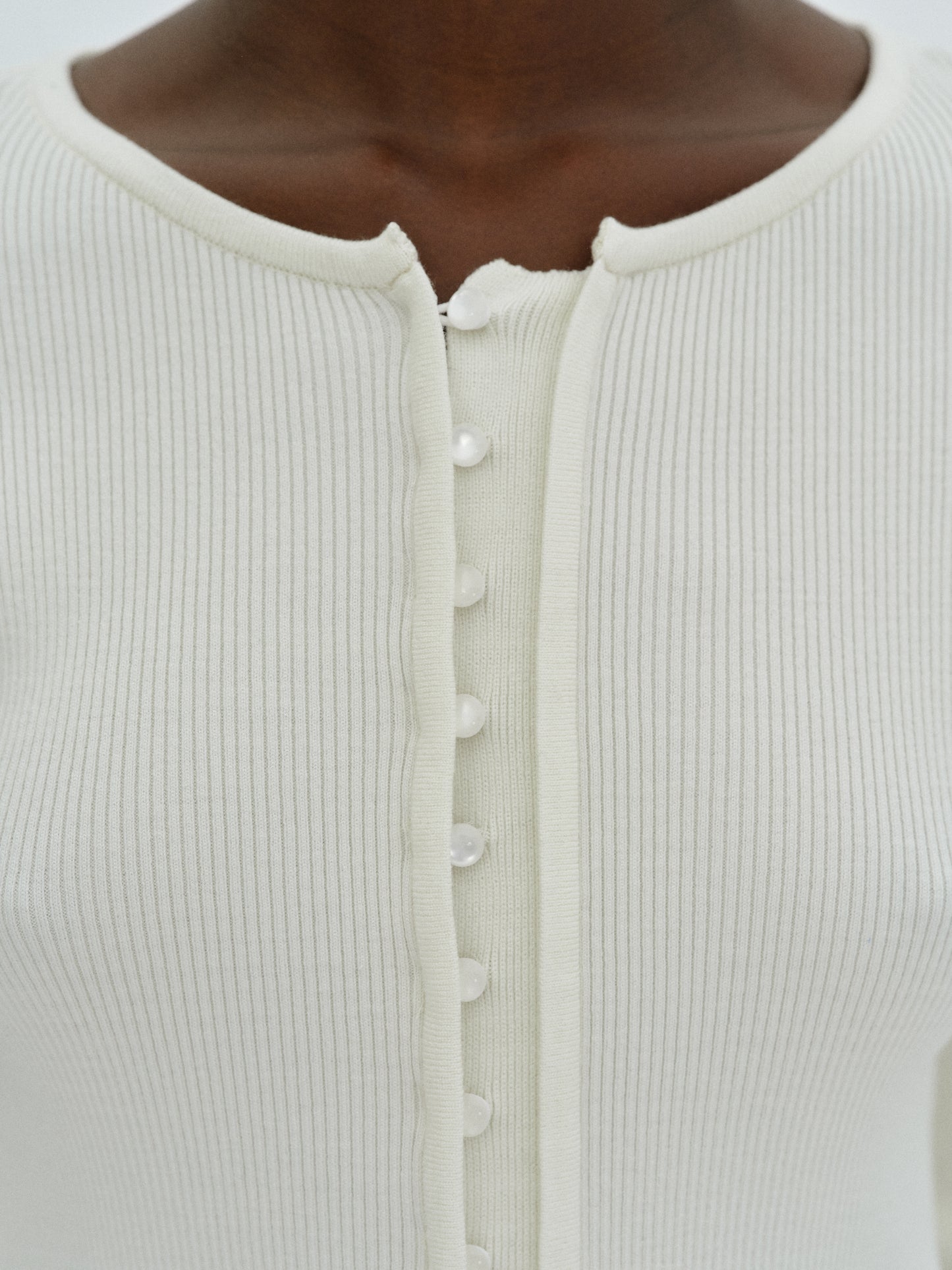 Button Knit Top, Ivory