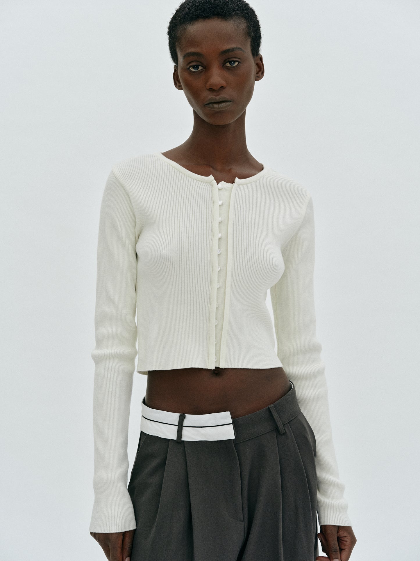 Button Knit Top, Ivory