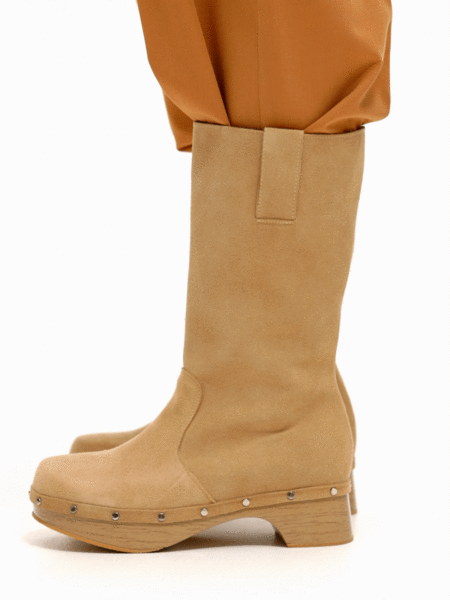 Suede Riding Boots, Camel