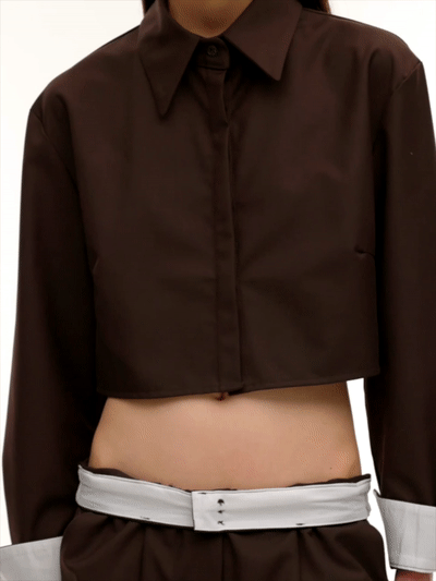Folded Cuff Shirt, Acajou